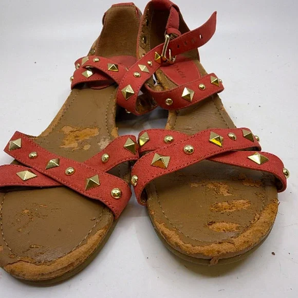 Coach Studded Wedge Red Suede Sandal 36 - Picture 2 of 8